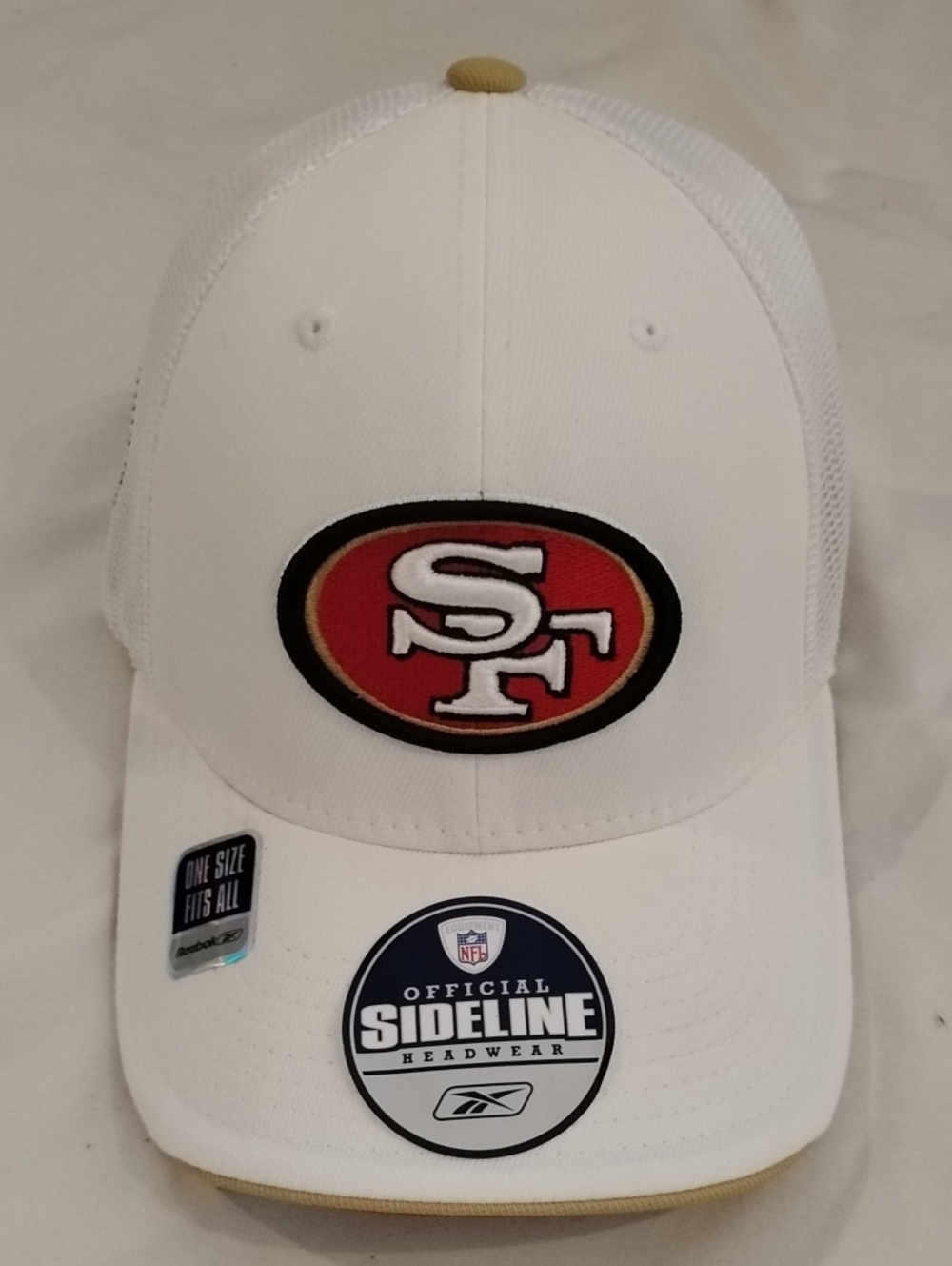 Reebok White Trucker Cap with Red & Gold 49ers Logo